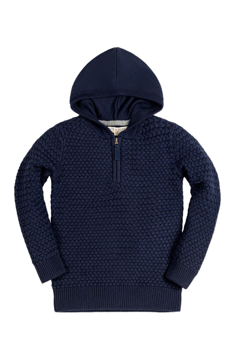 Hope & Henry Baby Boys' Organic Hooded Half Zip Sweater, Infant, Main, color, 