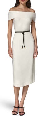 DONNA KARAN WEEKEND Off the Shoulder Knit Dress