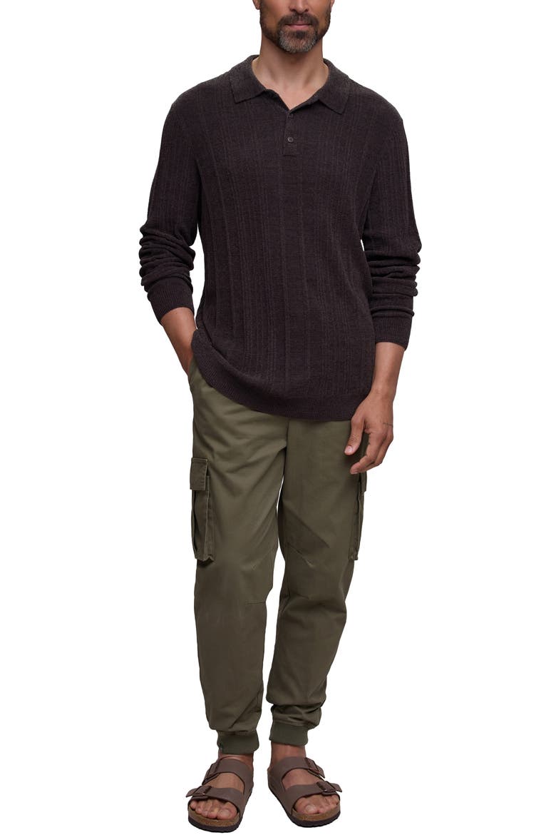 CozyChic Ultra Lite® Long Sleeve Rib Polo, Alternate, color, ESPRESSO