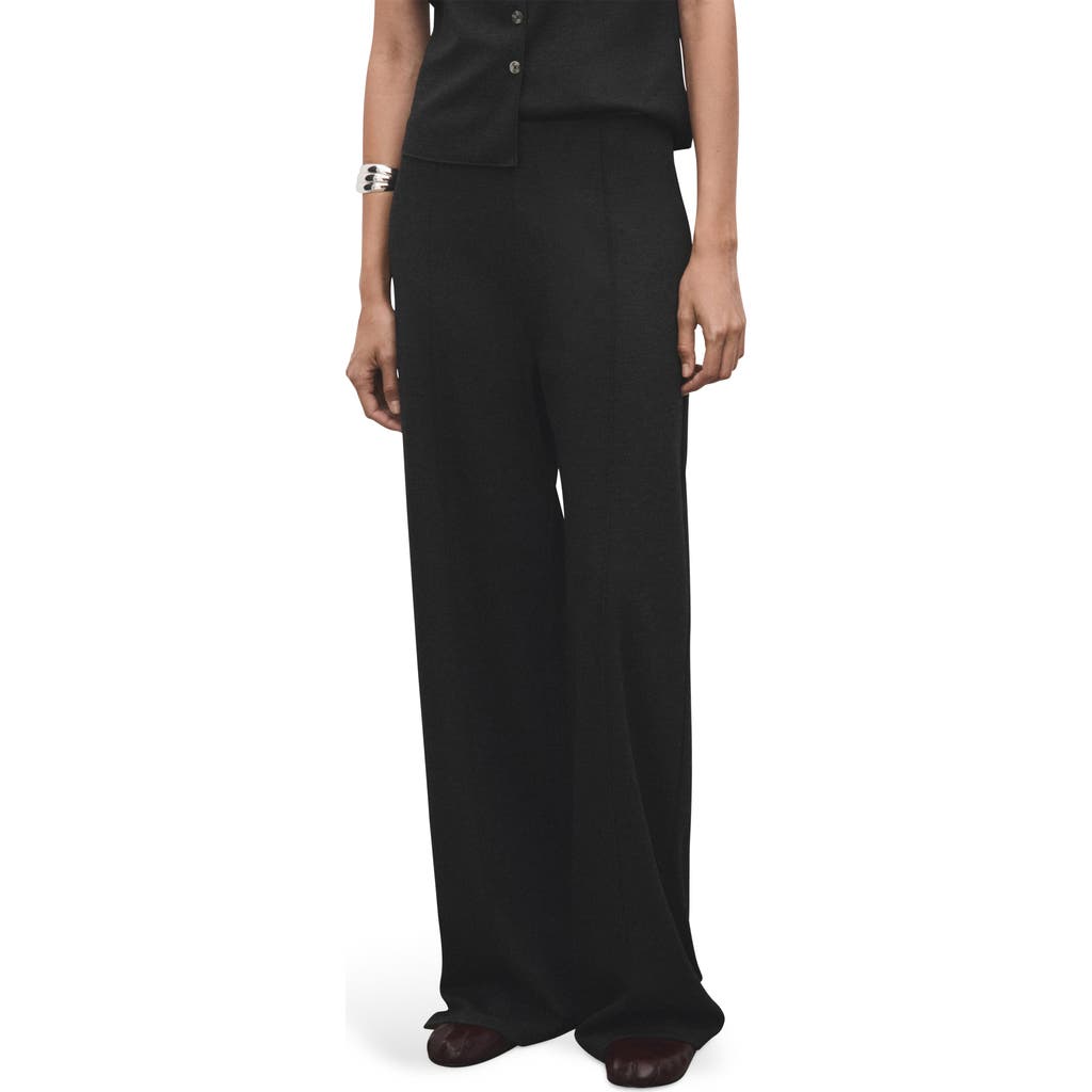 Mango Pull-on Straight Leg Pants In Black