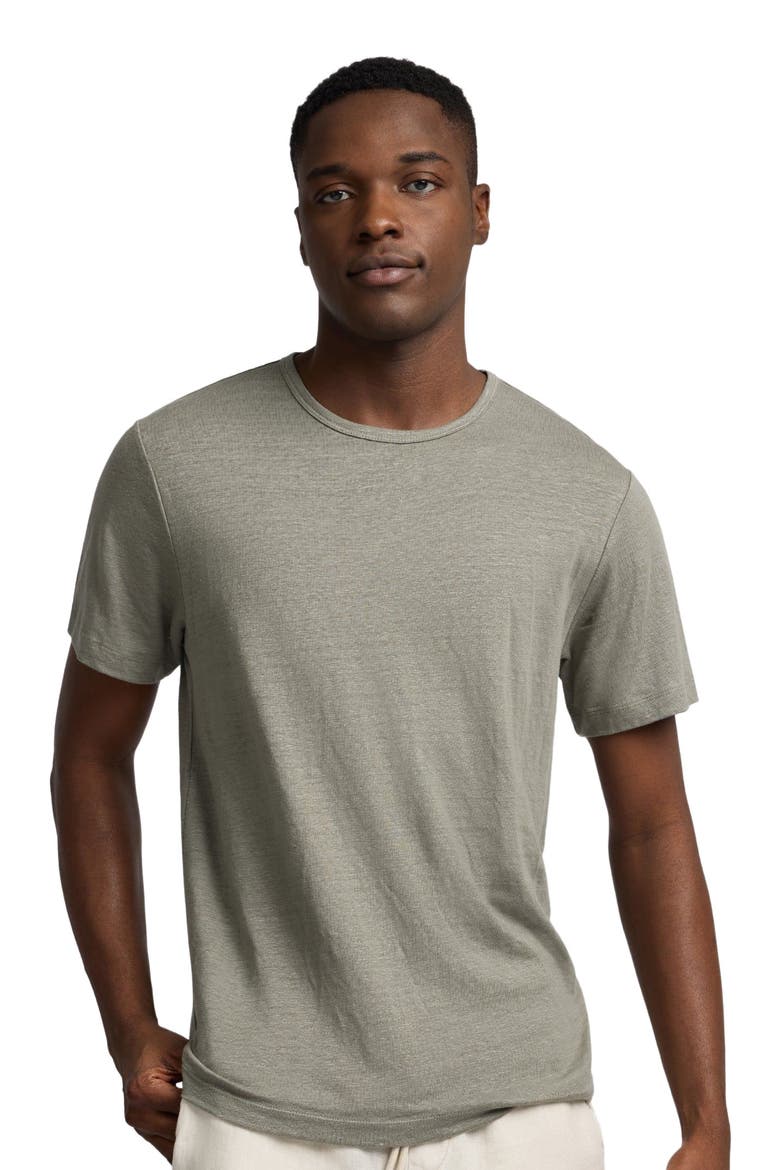 Stretch Linen Crewneck Short Sleeve Tee, Alternate, color, Agave