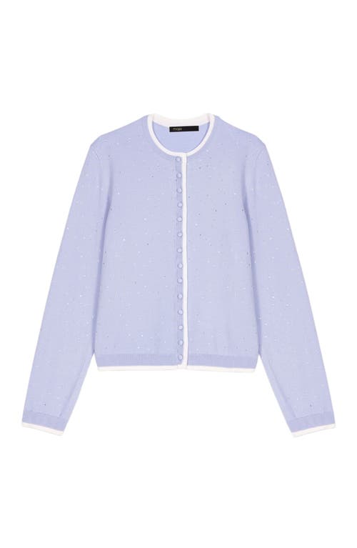 Maje Knit Embellished Cardigan In Blue