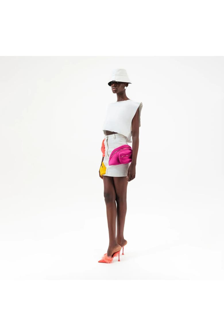 Bum Bag Denim Skirt, Alternate, color, Pink/orange/yellow