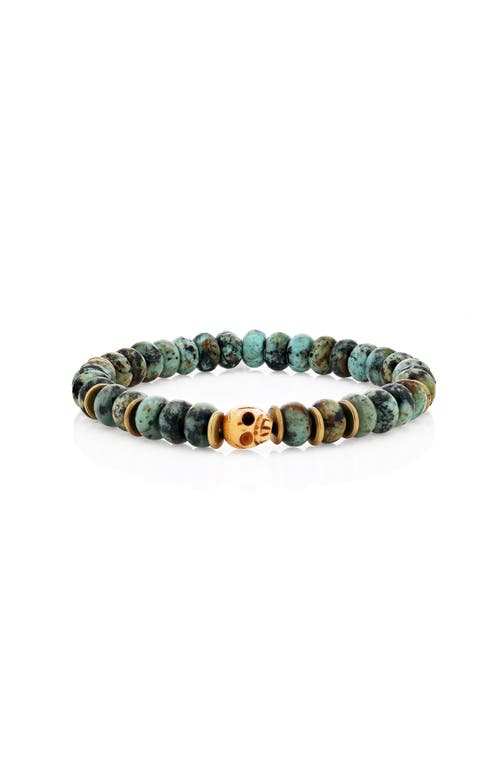 Mr Lowe By Sheryl Lowe Mr Lowe African Turquoise Bead Bracelet With Brass Spacer Beads And Carved Sk