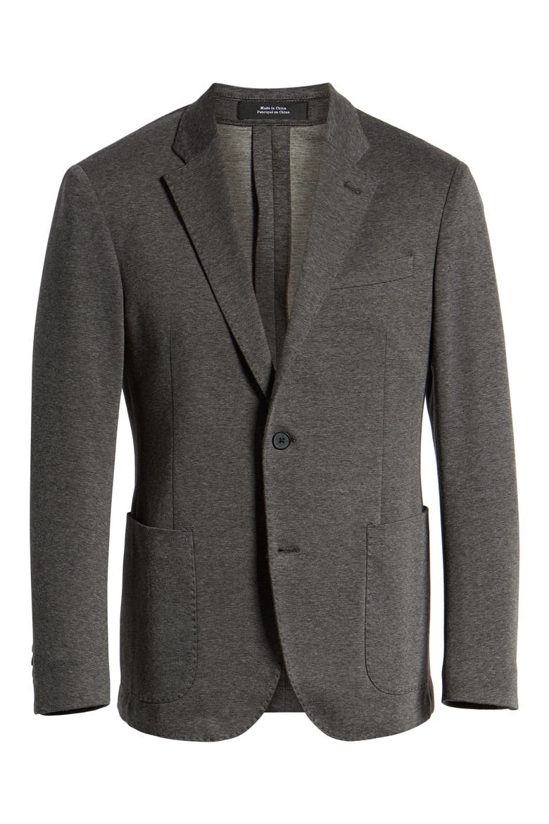 Trim Fit Double Face Ponte Sport Coat, Alternate, color, GREY SHADE DOUBLEFACE KNIT