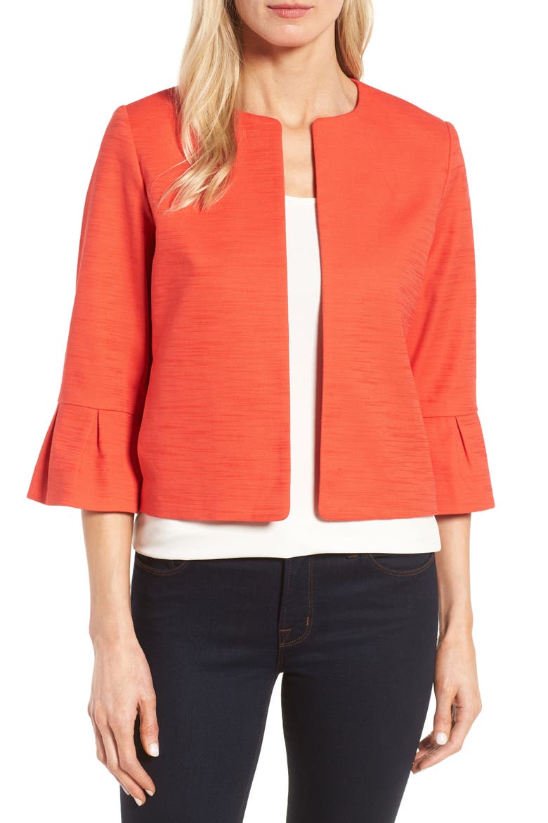 BELL SLEEVE JACKET, Main, color, RED POPPY