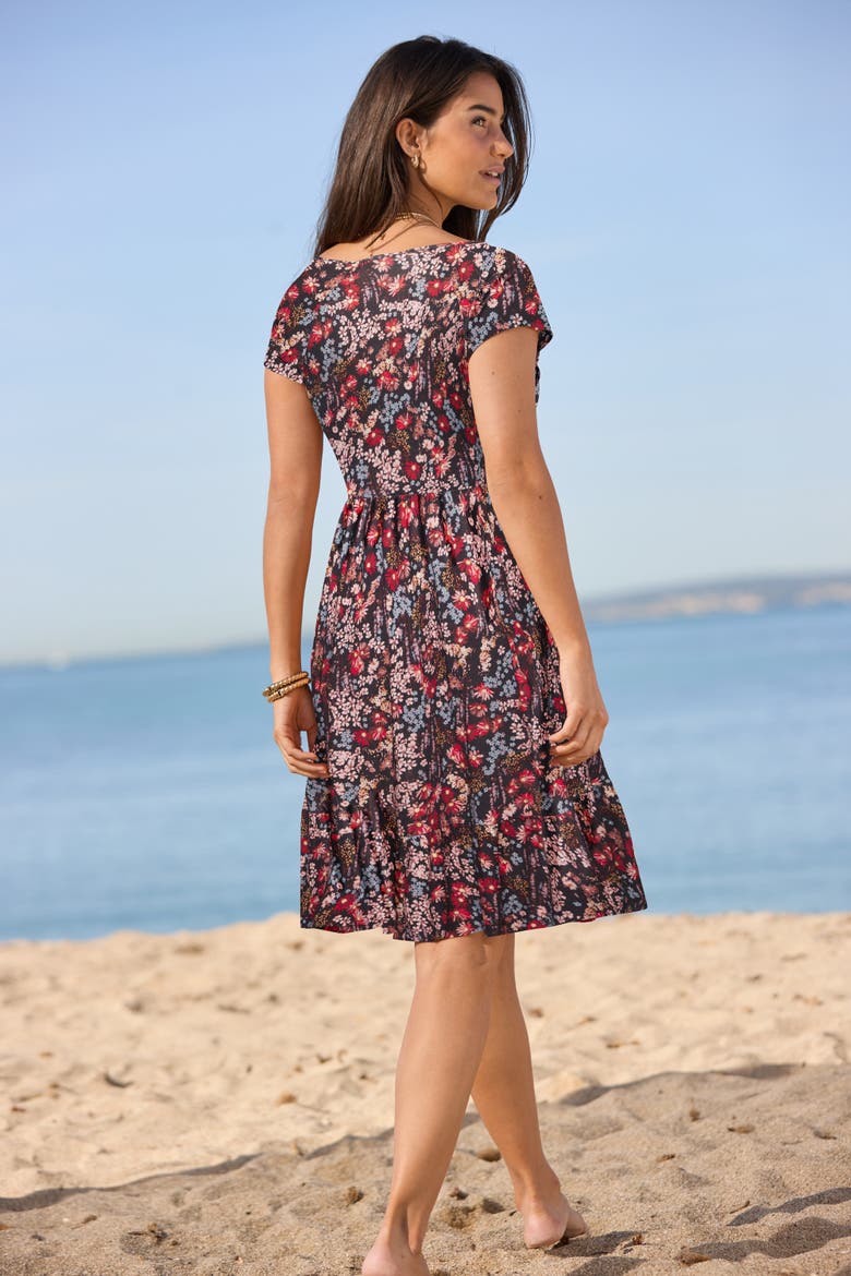V-Neck Flounce Dress, Alternate, color, Red Printed