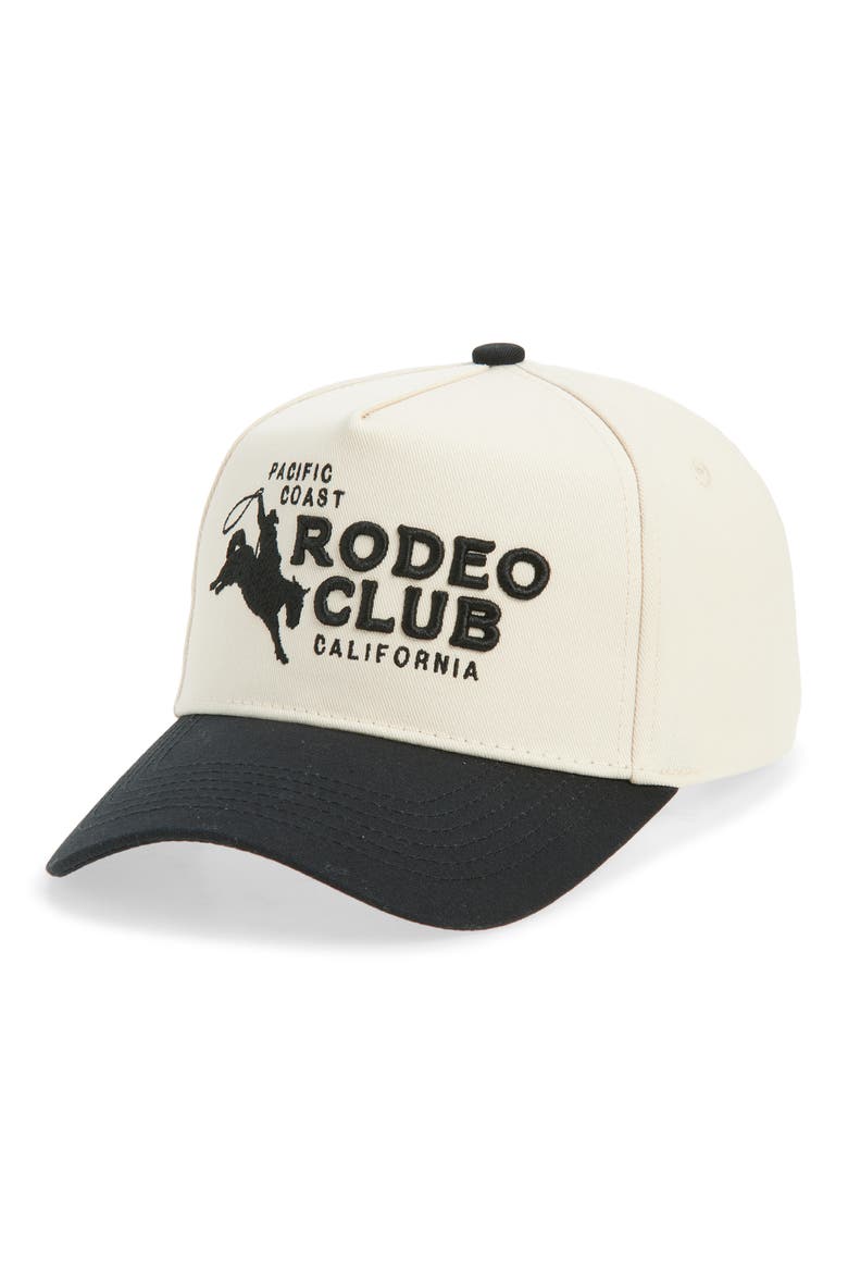 Pacific Coast Rodeo Club Baseball Cap, Main, color, BLACK/ IVORY