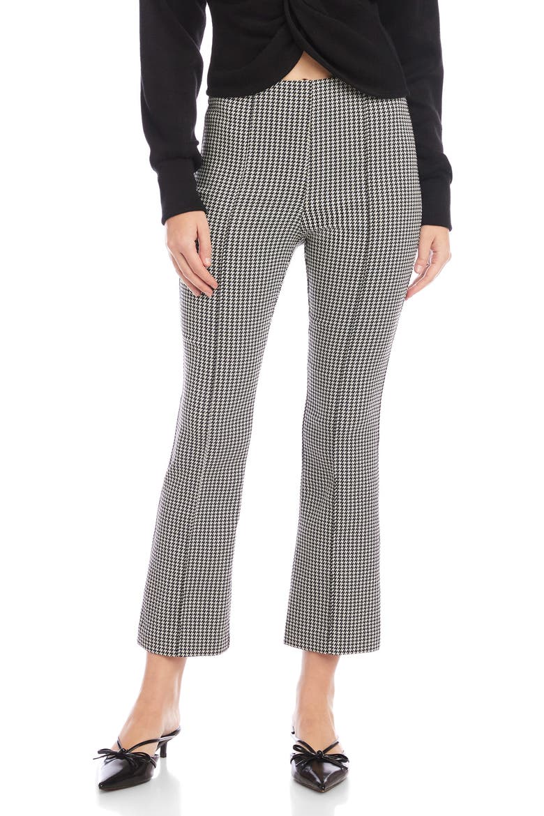 Sigourney Houndstooth Pintuck Pull-On Ankle Bootcut Pants, Main, color, HOUNDSTOOTH