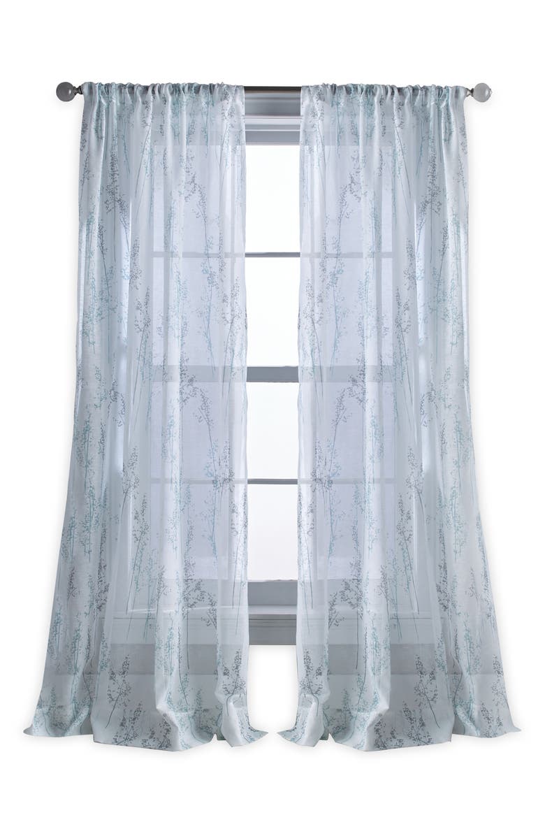 DKNY Whisper Poletop Curtain Panel, Main, color, Aqua