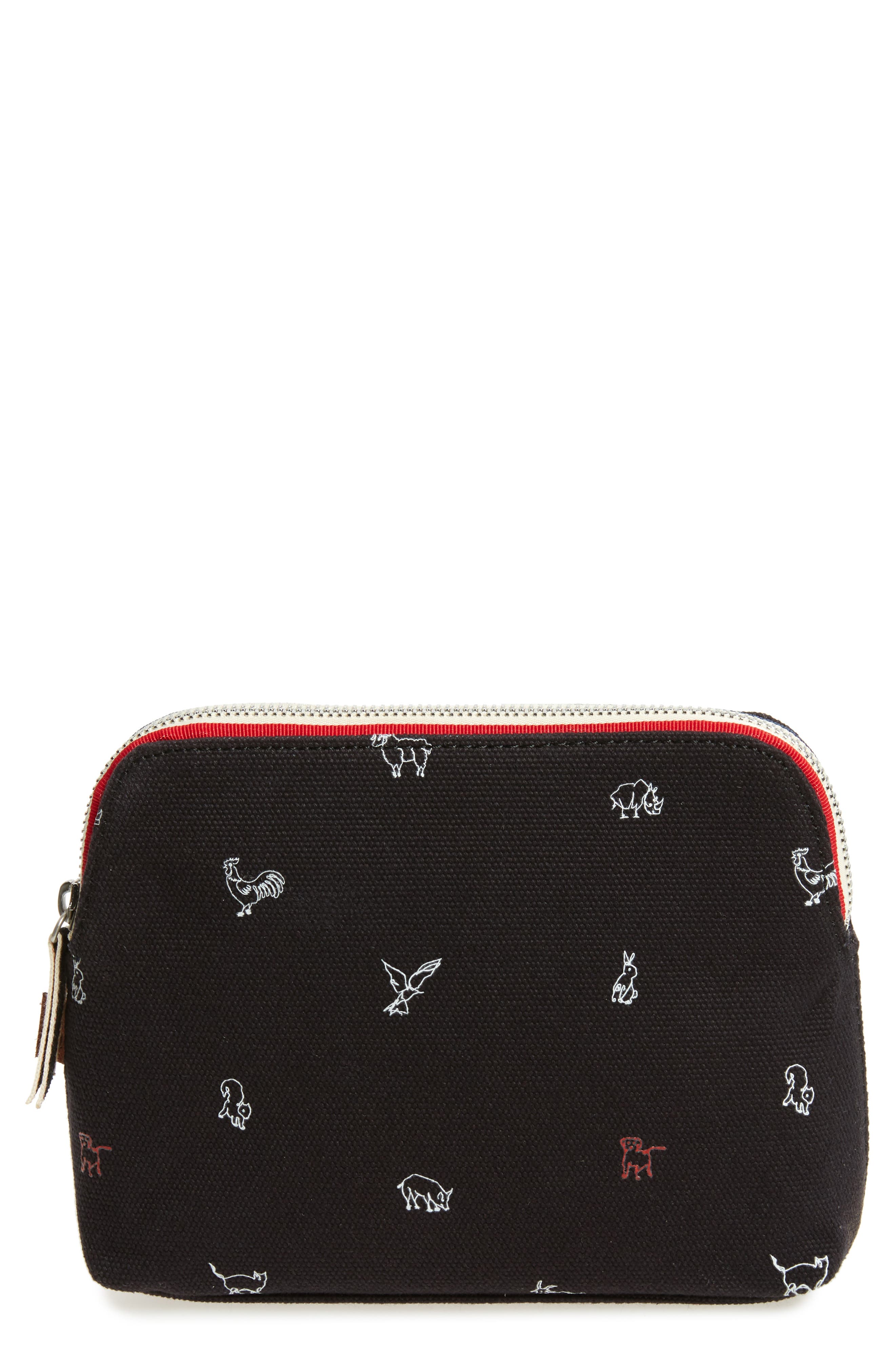 Medium Darien Cosmetics Case, Main, color, BLACK ANIMALS