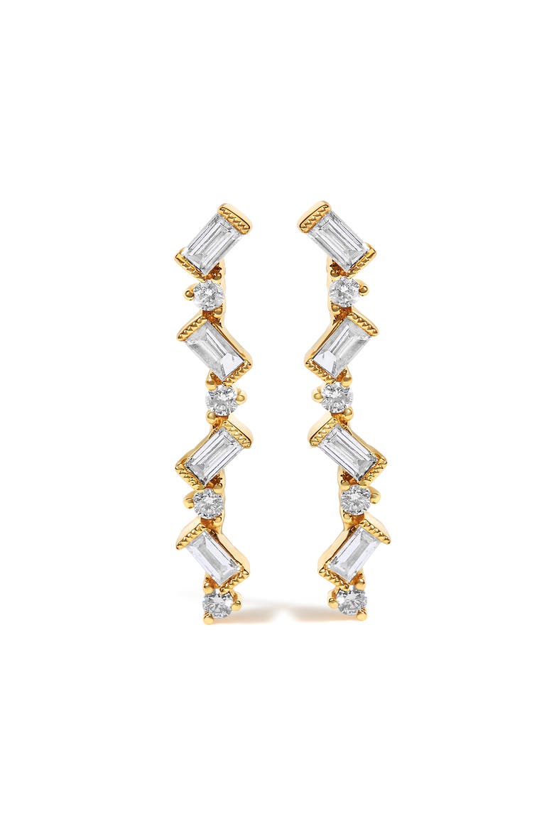 14K Yellow Gold 1/2 Cttw Diamond Zig Zag Drop Earrings, Main, color, Yellow
