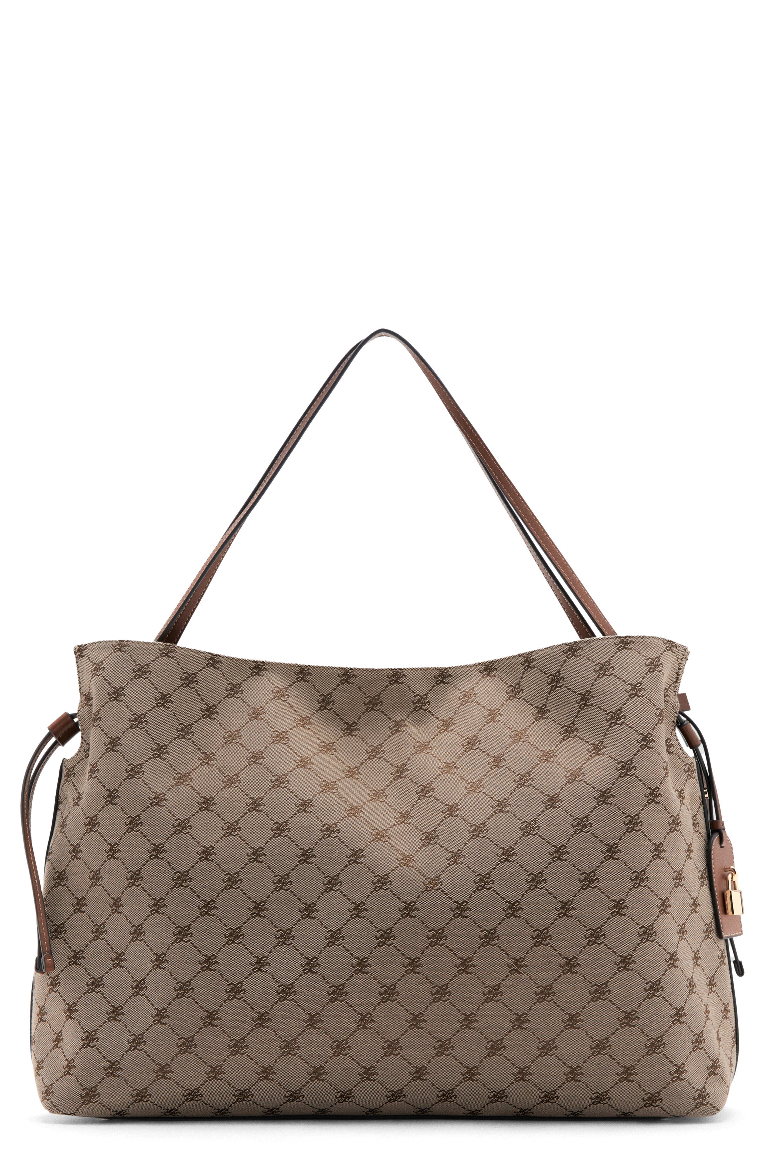 Jacquard Faux Leather Bucket Bag, Main, color, LEATHER