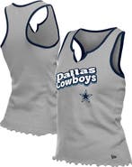 New Era Women's New Era Silver Dallas Cowboys Lettuce Hem Notch Neck Tri-Blend Tank Top