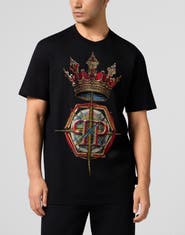 PHILIPP PLEIN Round Neck T-Shirt Crown Stones Men
