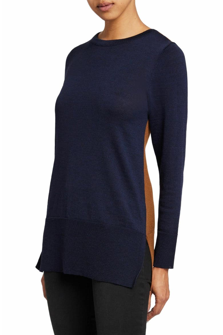 TORI Color Block Knit Sweater in Extra Fine Merino Wool, Main, color, SPACE BLUE