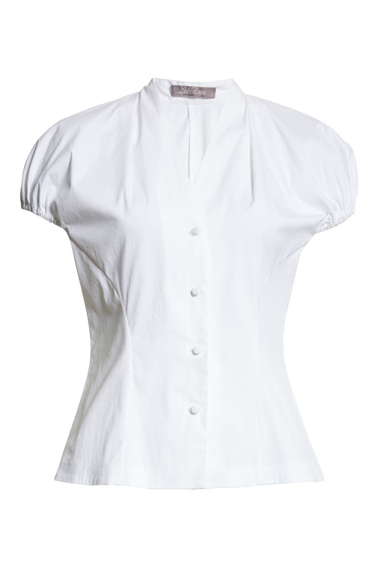 V-Neck Poplin Button-Up Shirt, Alternate, color, IVORY