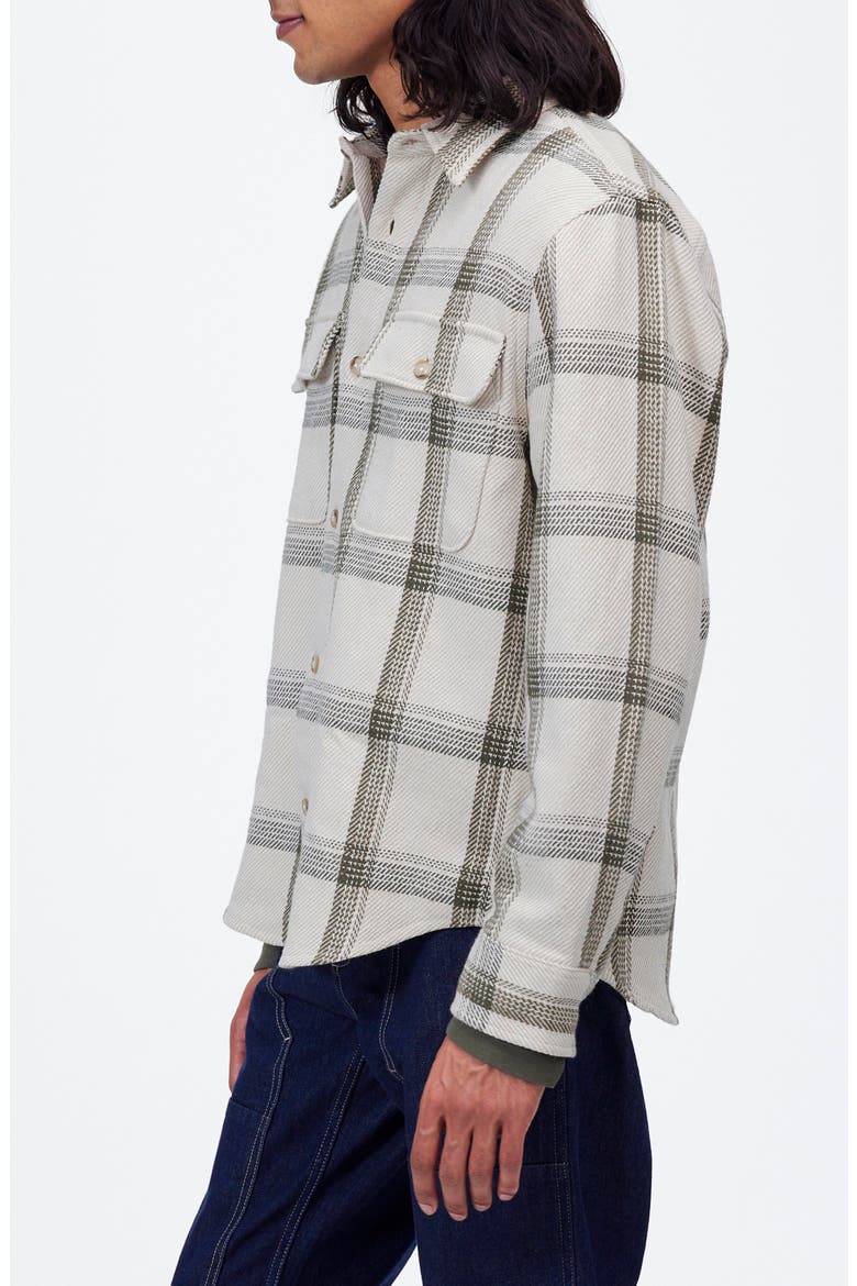 Plaid Cotton Blend Flannel Button-Up Shirt, Alternate, color, BLEACHED CANVAS HEATHER