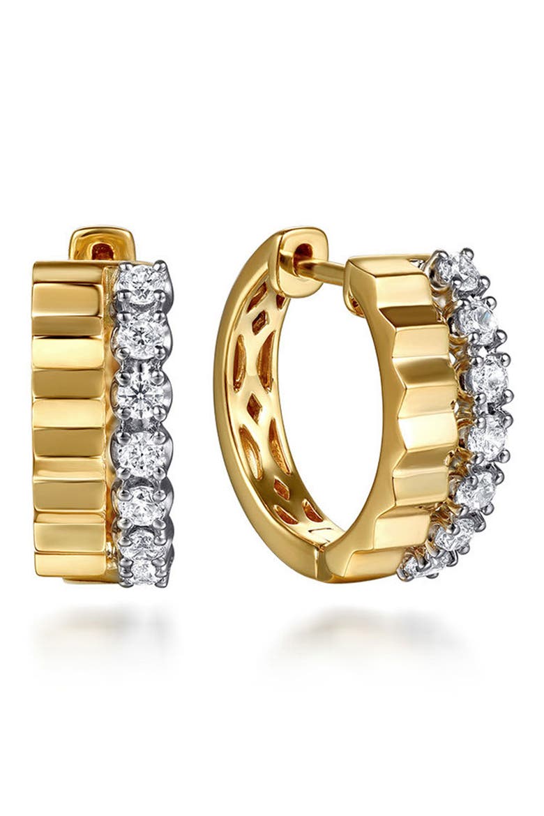 Bujukan Diamond & Diamond-Cut Huggie Hoop Earrings, Main, color, TWO TONE