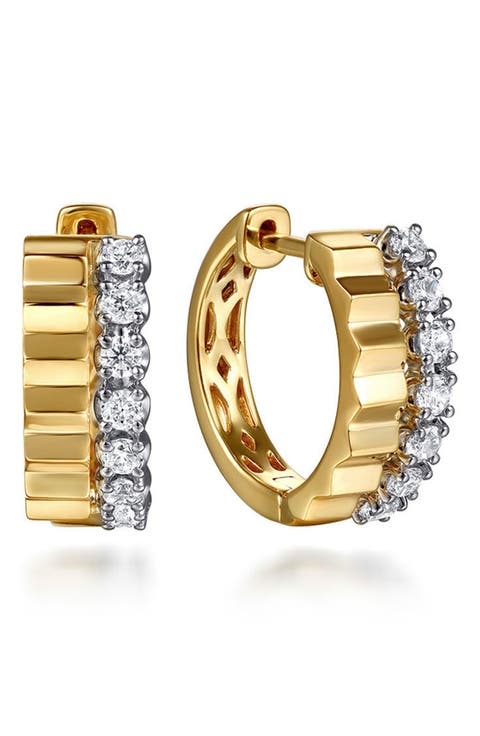 Bujukan Diamond & Diamond-Cut Huggie Hoop Earrings
