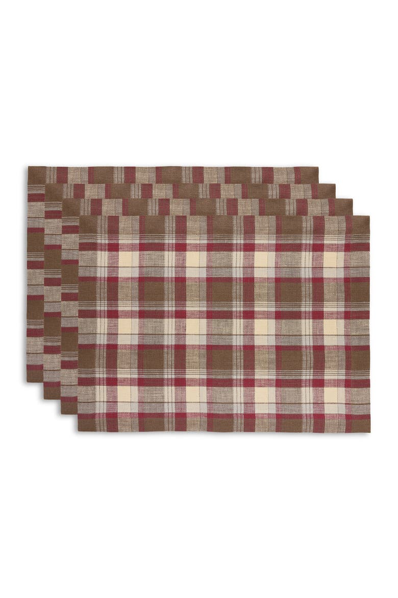 Linen Placemats Set of 4, 14 x 19" - Rustic Plaid, Main, color, Rustic Multicolor