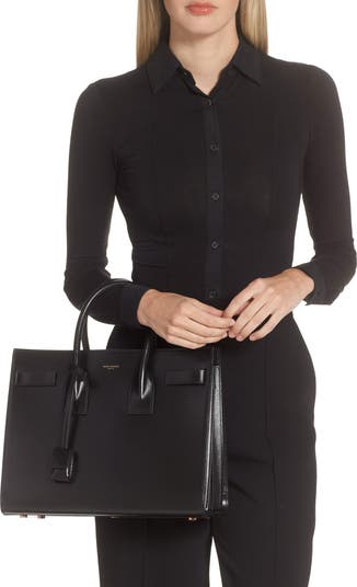 Saint Laurent Small Sac de Jour Leather Tote with Pouch
