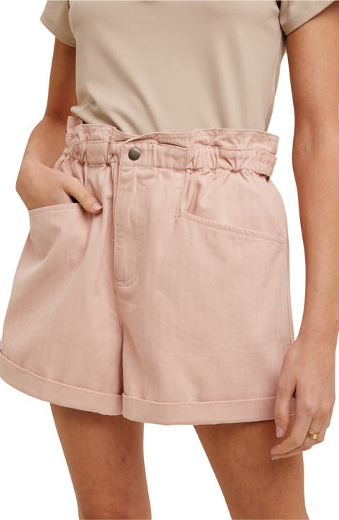 Paperbag Waist Twill Shorts