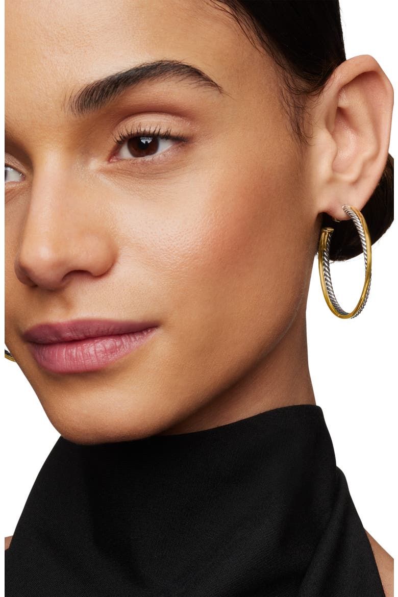 Crossover® XL Hoop Earrings with 18K Yellow Gold, Alternate, color, SILVER/ GOLD