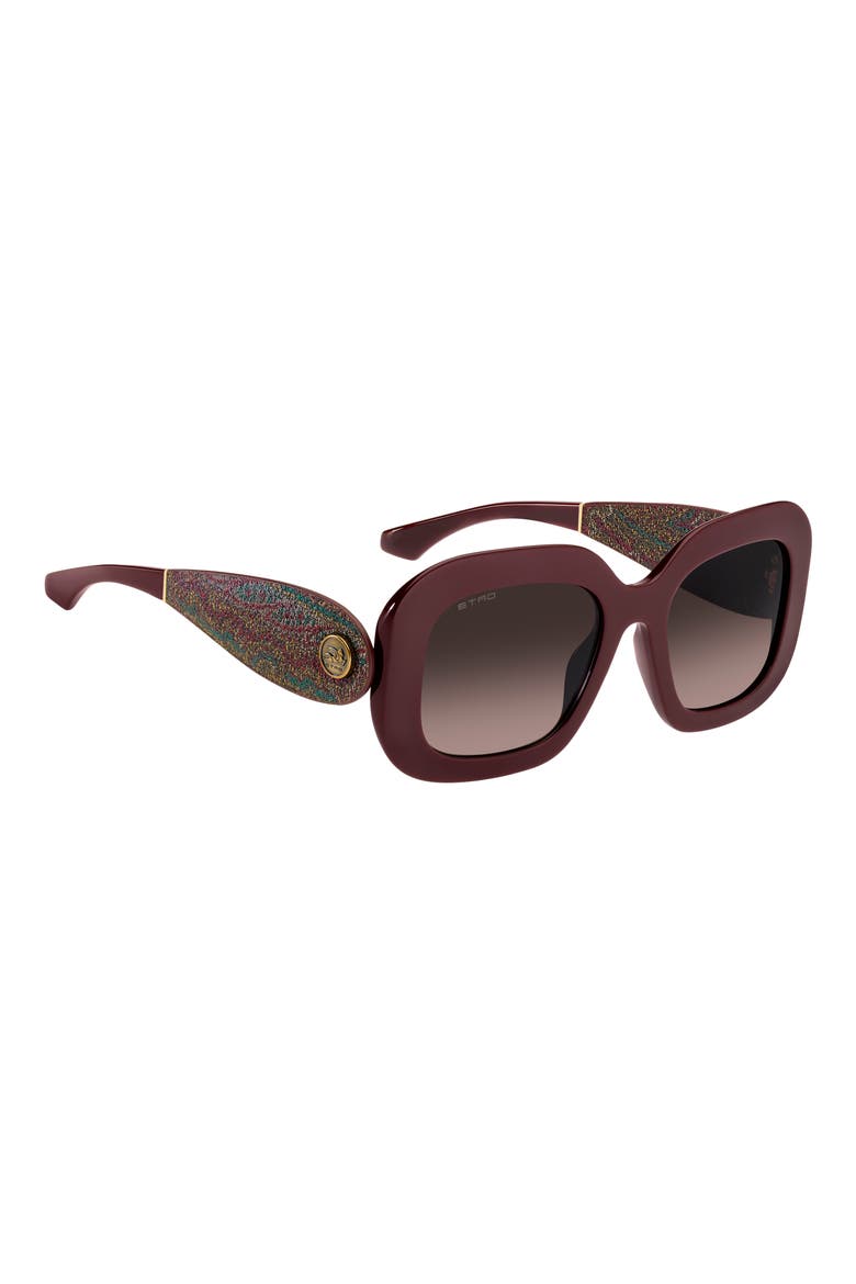 52mm Gradient Rectangular Sunglasses, Alternate, color, BURGUNDY/ BROWN