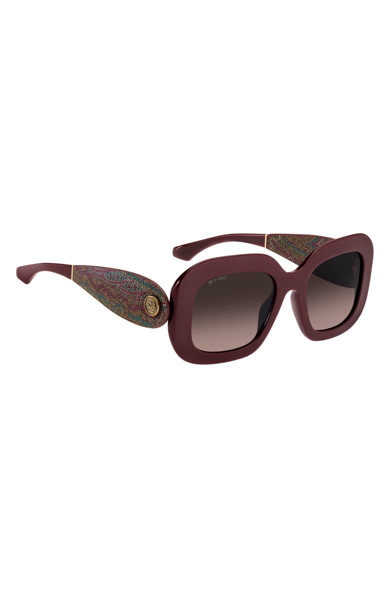 Etro 52mm Gradient Rectangular Sunglasses, Alternate, color, Burgundy/ Brown