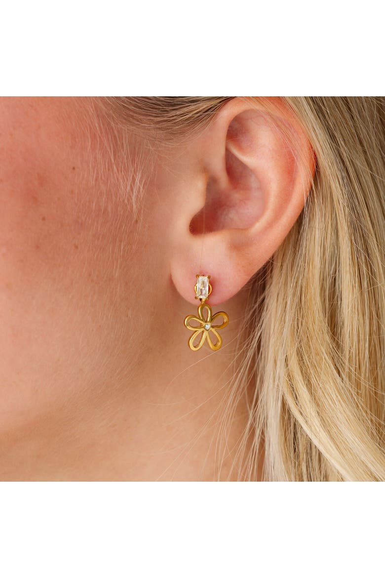 Diamond Baguette Hypoallergenic Flatback Stud Earrings, Alternate, color, Gold