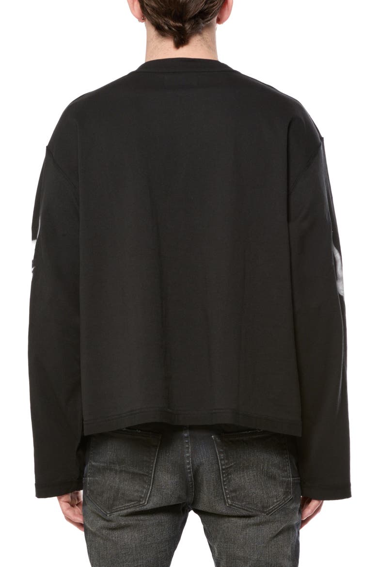 Graphic Cropped Long Sleeve T-Shirt, Alternate, color, BLACK