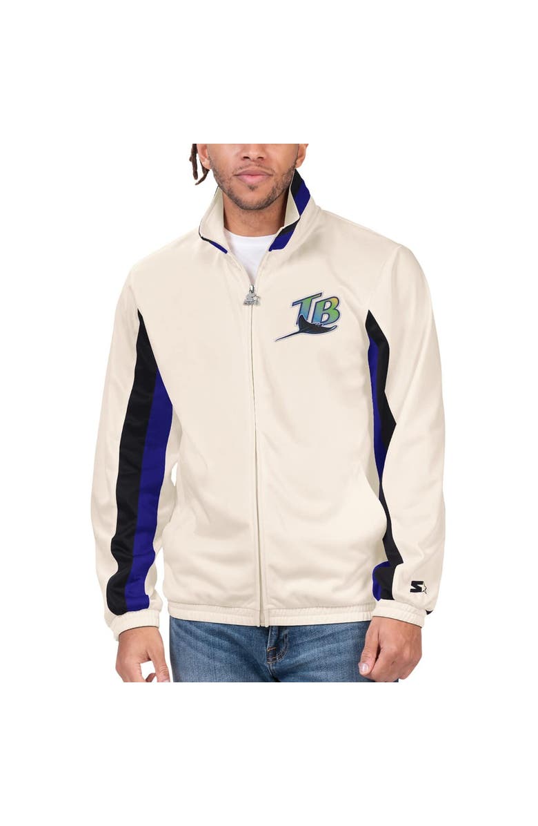 STARTER Men's Starter Cream Tampa Bay Rays Rebound Cooperstown Collection Full-Zip Track Jacket, Main, color, Cream