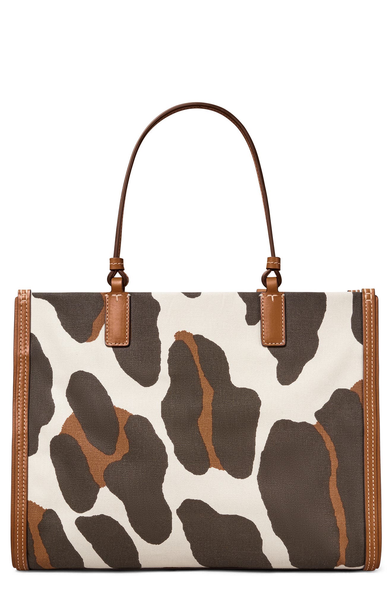 Tory Burch Ella Small Leopard Canvas Tote, Alternate, color, 