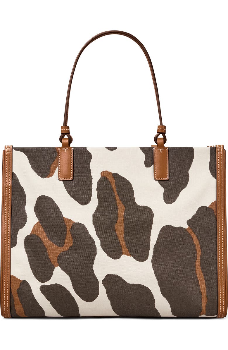Tory Burch Ella Small Leopard Canvas Tote, Alternate, color,