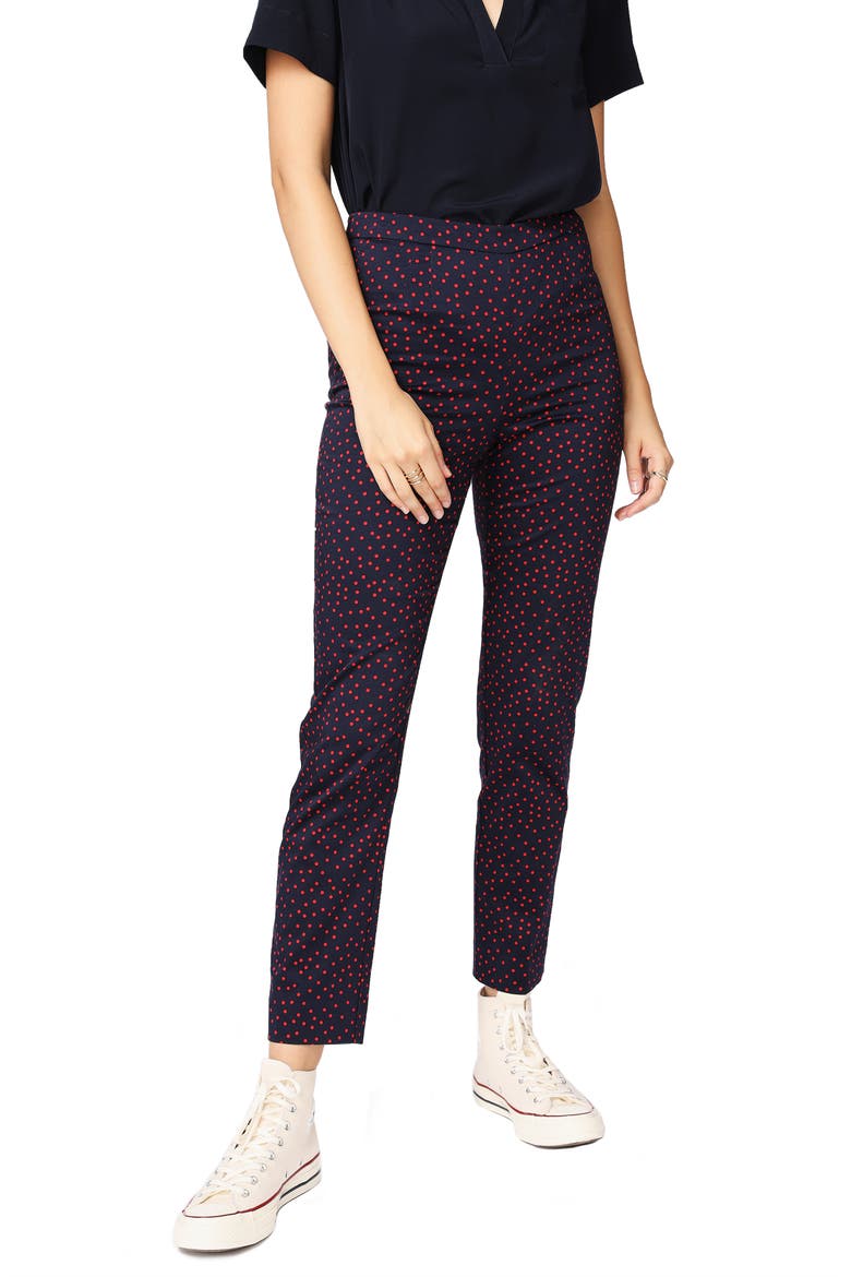 Scatter Dot Slit Hem Pants, Alternate, color, MARITIME ROUGE