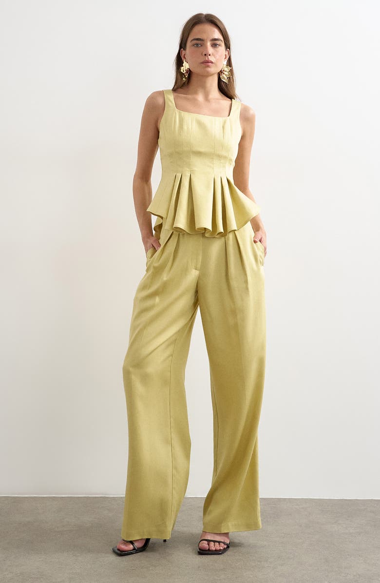 Topshop Pleated Peplum Top, Main, color,