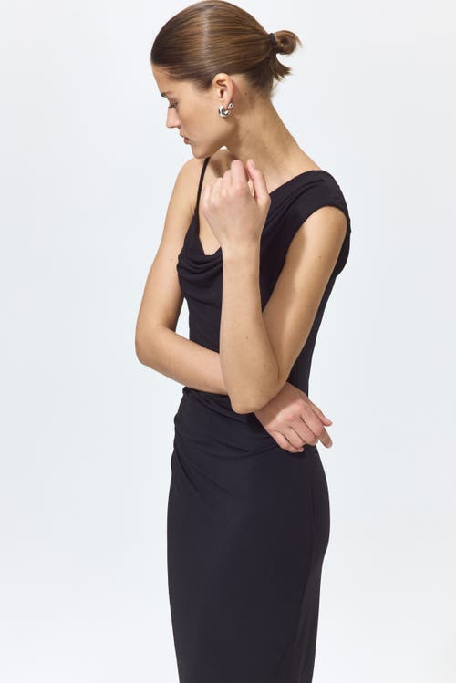 H&M Asymmetric Jersey Dress in Black at Nordstrom, Size Xx-Small