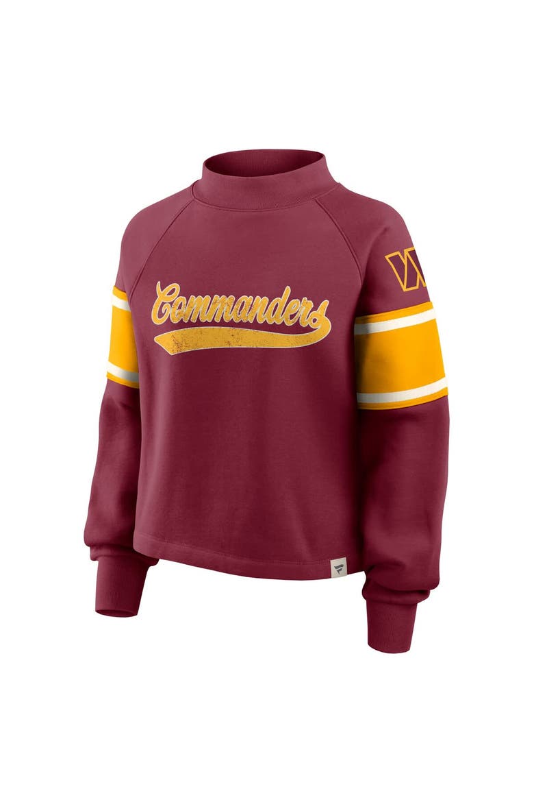 Women's Fanatics Burgundy Washington Commanders Oversized Hometown Toss Sweep Mock Neck Pullover, Alternate, color, Burgundy