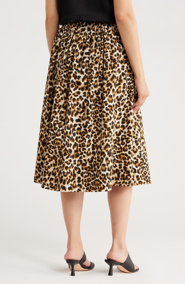 Renee C Leopard Print Flared Midi Skirt, Alternate, color, Chocolate