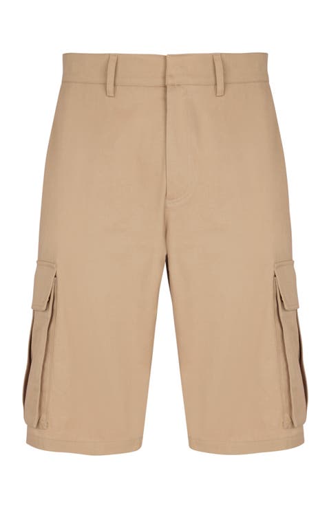 Cotton canvas cargo Bermuda shorts