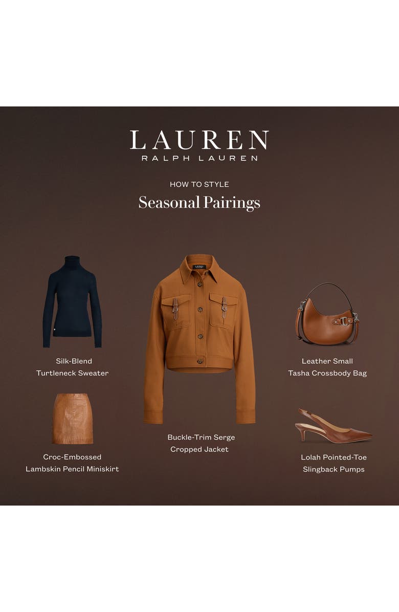 Lauren Ralph Lauren Buckle Trim Serge Crop Jacket, Alternate, color,