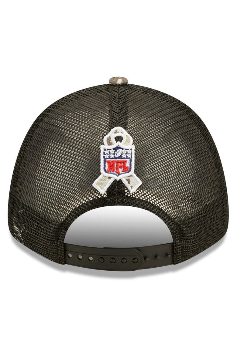 Men's New Era Black/Camo Las Vegas Raiders 2022 Salute To Service 9FORTY Snapback Trucker Hat, Alternate, color, Black