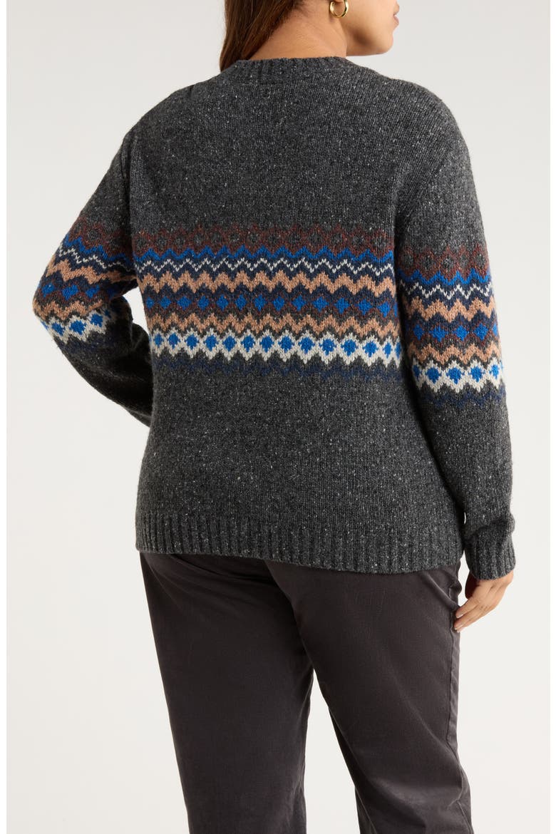 Golden Light Fair Isle Merino Wool Blend Crewneck Sweater, Alternate, color, SONATA COAL JETTY MIX