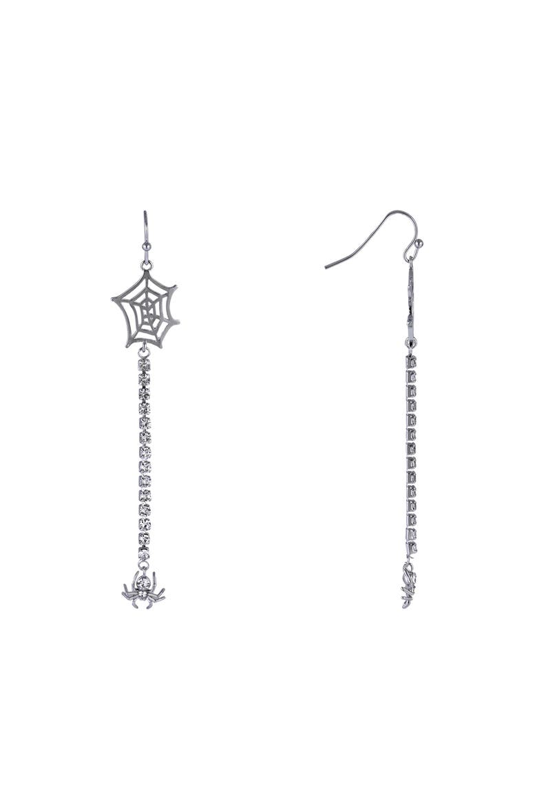 Halloween Spider and Web Linear Earrings, Alternate, color, Silver