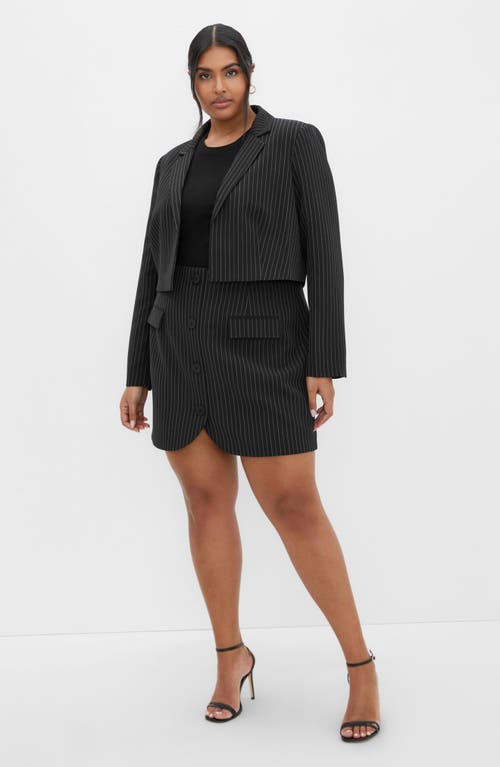 City Chic Alayah Stripe Crop Jacket In Gray