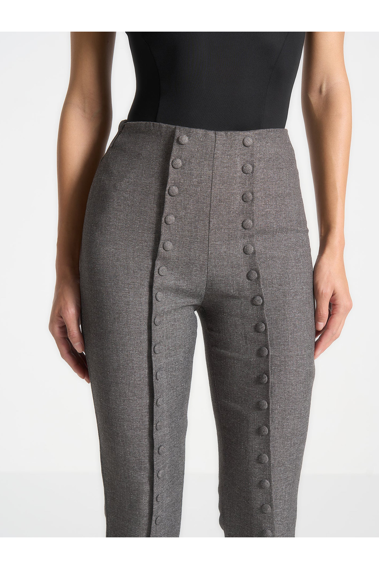 Therese Tailored Button Detail Trousers, Alternate, color, Dark Grey