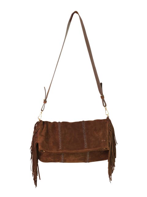 Large Fringe Suede Crossbody Messenger