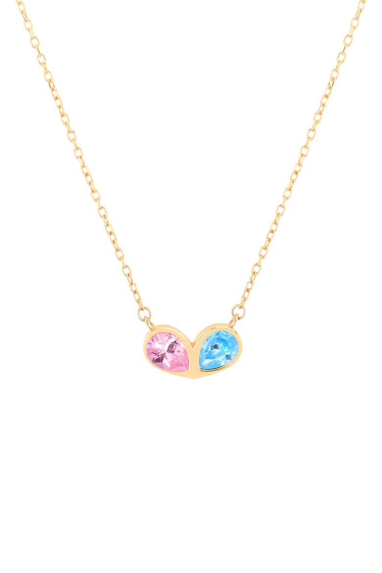 Double Love Heart Necklace, Main, color, GOLD/ AQUA/ PINK