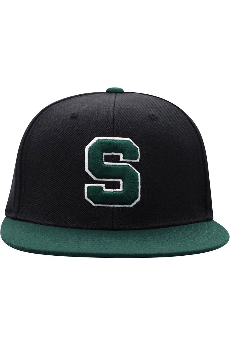 Men's Top of the World Black/Green Michigan State Spartans Team Color Two-Tone Fitted Hat, Alternate, color, Black